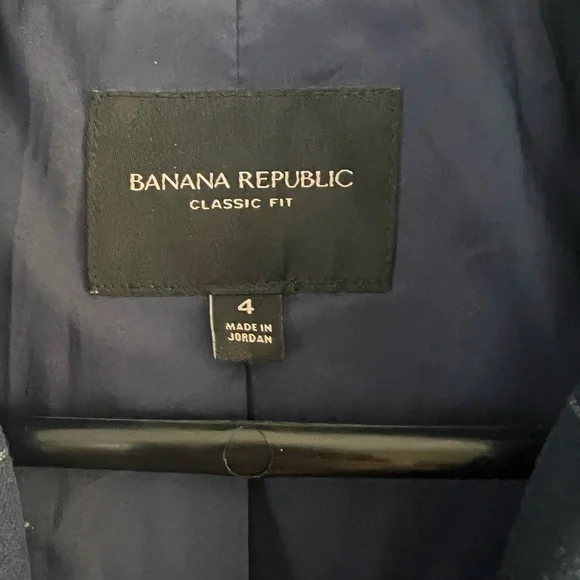 Navy plaid blazer sz4 Banana Republic - Picture 4 of 5